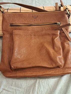LUXEORIA Genuine Brown Leather Crossbody Shoulder Bag Purse